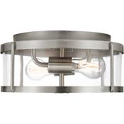 Generation Lighting Lumra 2 Light 13" Wide Flush Mount Drum Ceiling Fixture Brushed Nickel