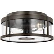 Generation Lighting Luning 13" Wide Flush Mount Drum Outdoor Ceiling Fixture Antique Bronze