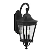 Generation Lighting Cotswold Lane 3 Light 24" Tall Wall Sconce with Seedy Glass Panels Black