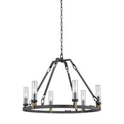 Generation Lighting Landen 6 Light 25" Wide Outdoor Taper Candle Chandelier Antique Forged Iron