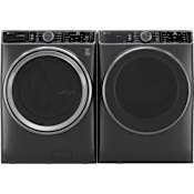GE Profile 28 Inch Wide 5.5 Cu. Ft. Energy Star Certified Front Loading Washer and 28 Inch Wide 7.8 Cu. Ft. Energy Star Certified Gas Dryer Laundry Pair Carbon Graphite