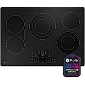 GE Profile 30 Inch Wide 5 Burner Electric Cooktop with Chef Connect and Glide Touch Controls Black