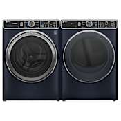 GE Profile 28 Inch Wide 5.3 Cu. Ft. Front Load Washer and 28 Inch Wide 7.8 Cu. Ft. Electric Dryer Laundry Pair Sapphire Blue