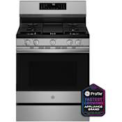 GE Profile 30 Inch Wide 5.3 Cu. Ft. Energy Star Certified Free Standing Fingerprint Resistant Gas Range Fingerprint Resistant Stainless Steel