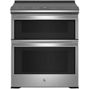 GE Profile Profile 30 Inch Wide 6.6 Cu. Ft. Slide In Electric Range with Convection Double Oven Fingerprint Resistant Stainless Steel