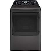 GE Profile 27 Inch Wide 7.4 Cu. Ft. Energy Star Certified Gas Dryer with Sanitize Cycle and Tangle Control Diamond Gray
