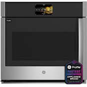 GE Profile 30 Inch Wide 5 Cu. Ft. Single Electric Oven with No-Preheat Air Fry and Left Swinging Door Stainless Steel