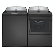 GE Profile 28 Inch Wide 5 Cu. Ft. Top Load Washer and 27 Inch Wide 7.4 Cu. Ft. Gas Dryer Laundry Pair with Smart FlexDispense™ and Sensor Dry Diamond Gray