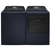 GE Profile 28 Inch Wide 5.3 Cu. Ft. Top Load Washer and 27 Inch Wide 7.3 Cu. Ft. Electric Dryer Laundry Pair Sapphire Blue