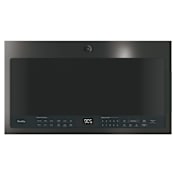 GE Profile 30 Inch Wide 2.1 Cu. Ft. 1050 Watt Over-the-Range Microwave with Touch Controls and Digital Display Fingerprint Resistant Black Stainless