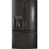 GE Profile 36 Inch Wide 22.2 Cu. Ft. Counter Depth French Door Refrigerator with Hands-Free Autofill and TwinChill Evaporators Black Stainless