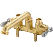 Gerber Classics 2.2 GPM Deck Mounted Double Handle Utility Faucet with Metal Handles Rough Brass