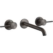 Gessi Gessi 316 1.2 GPM Wall Mounted Widespread Bathroom Faucet with Extended Spout from the Meccanica Series Black Metal Brushed PVD