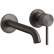 Gessi Gessi 316 1.2 GPM Wall Mounted Widespread Single Handle Bathroom Faucet with Extended Spout from the Trame Series Black Metal Brushed PVD