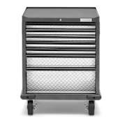 Gladiator Premier 28 Inch Wide Pre-Assembled 7 Drawer Modular Tool Storage Cabinet Silver Tread