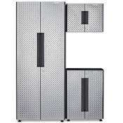 Gladiator Flex Cabinet System I 54 Inch Wide Free Standing and Wall Mounted Garage Storage Cabinet with Soft Close Doors Silver Tread