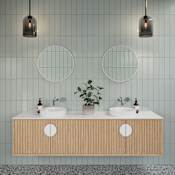 Glass Warehouse Leia 20" Diameter Contemporary Circular Framed Bathroom Wall Mirror Pink
