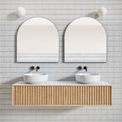 Glass Warehouse Kira 30" W x 32" H Contemporary Arched Framed Bathroom Wall Mirror Brushed Nickel