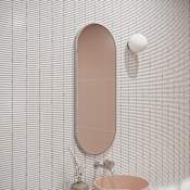 Glass Warehouse Inara 16" W x 40" H Contemporary Oval Framed Bathroom Wall Mirror Brushed Nickel