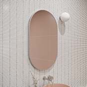 Glass Warehouse Inara 22" W x 36" H Contemporary Oval Framed Bathroom Wall Mirror Brushed Nickel