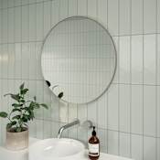 Glass Warehouse Leia 24" Diameter Contemporary Circular Framed Bathroom Wall Mirror Brushed Nickel