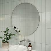 Glass Warehouse Leia 28" Diameter Contemporary Circular Framed Bathroom Wall Mirror Brushed Nickel