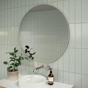 Glass Warehouse Leia 32" Diameter Contemporary Circular Framed Bathroom Wall Mirror Brushed Nickel