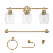 Globe Electric Cannes 5 Piece All-in-one Bathroom Set with Vanity light Matte Brass