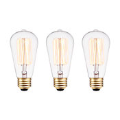 Globe Electric Pack of (3) Vintage Edison 60W Dimmable S60 Medium (E26) Incandescent Bulb N/A