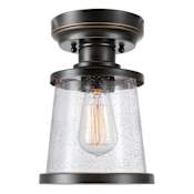 Globe Electric Charlie Single Light 7" Wide Semi-Flush Ceiling Fixture Oil Rubbed Bronze