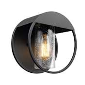 Globe Electric Sydney 9" Tall Outdoor Wall Sconce with Clear Outer Glass and White Inner Glass Shade Matte Black