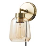 Globe Electric Salma 10" Tall Hardwired or Plug-In Wall Sconce Matte Brass