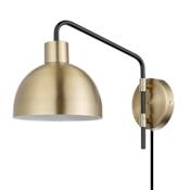 Globe Electric Dimitri 8" Tall Hardwired or Plug-In Wall Sconce with Brass Shade Antique Brass