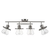 Globe Electric Nate 4 Light 28" Wide Fixed Rail Ceiling Fixture Brushed Nickel