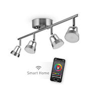 Globe Electric Globe Smart Collection 4 Light 31" Wide LED Fixed Rail Smart Ceiling Fixture Brushed Nickel
