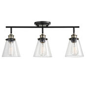 Globe Electric Jackson 3 Light 25" Wide LED Fixed Rail Ceiling Fixture Antique Brass