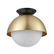 Globe Electric Oswald 10" Wide Semi-Flush Globe Ceiling Fixture Matte Brass