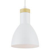 Globe Electric Novogratz 6" Wide Mini Pendant Matte White / Wood