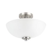 Globe Electric Hudson 2 Light 13" Wide Semi-Flush Bowl Ceiling Fixture Brushed Nickel / Chrome