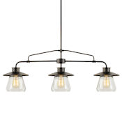 Globe Electric Nate 3 Light 36" Wide Linear Chandelier Oil Rubbed