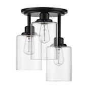 Globe Electric Annecy 3 Light 13" Wide Flush Mount Ceiling Fixture Matte Black