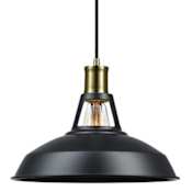 Globe Electric Robin 1-Light Plug-In or Hardwire Pendant with 15 Feet Black Woven Fabric Cord Satin Black