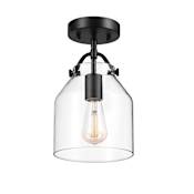 Globe Electric Helm 7" Wide Semi-Flush Ceiling Fixture Matte Black / Clear