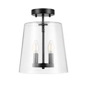 Globe Electric Dorothy 2 Light 10" Wide Semi-Flush Ceiling Fixture with Glass Shade Matte Black
