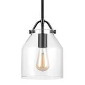 Globe Electric Helm 7" Wide Mini Pendant with Clear Glass Shade Matte Black