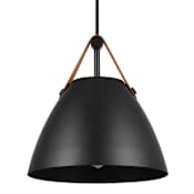 Globe Electric Jacob 11" Wide Pendant with Leather Accents Matte Black