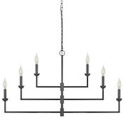 Globe Electric Kensington 6 Light 37" Wide Taper Candle Style Chandelier Matte Black