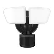 Globe Electric Double Light 9-7/16" Wide Adjustable 4000K LED Outdoor Security Flood Light Black