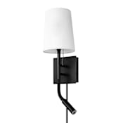 Globe Electric D'Angelo Single Light 21" Tall Hardwired or Plug-In Wall Sconce with LED Reading Light and USB-A/C Ports Matte Black