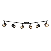 Globe Electric 6 Light 48" Wide Fixed Rail Linear Ceiling Fixture Matte Black